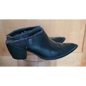 Free People Wild Things Black Leather Mules Boots EU 38 / US 7.5‎ 8 Quiet Luxury